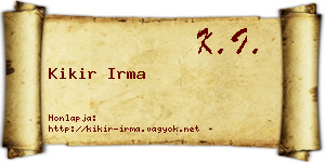 Kikir Irma névjegykártya
